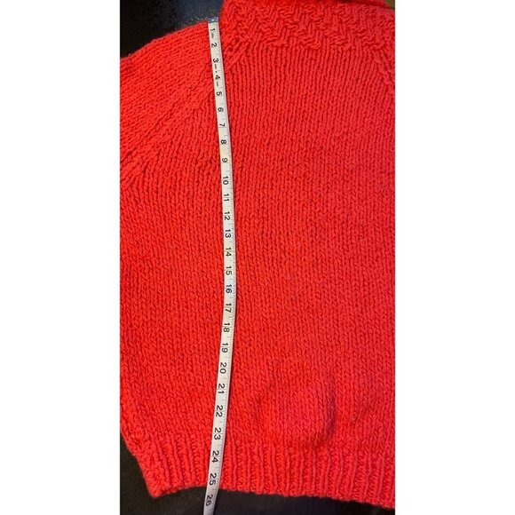 Vintage 70s 80s Hand Knit Cowl Neck Peachy Red Sweater - Picture 9 of 10